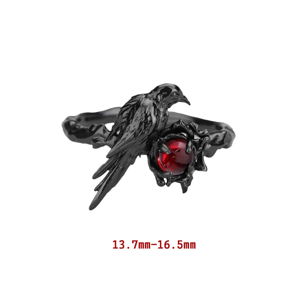 Gothic Black Raven Ring