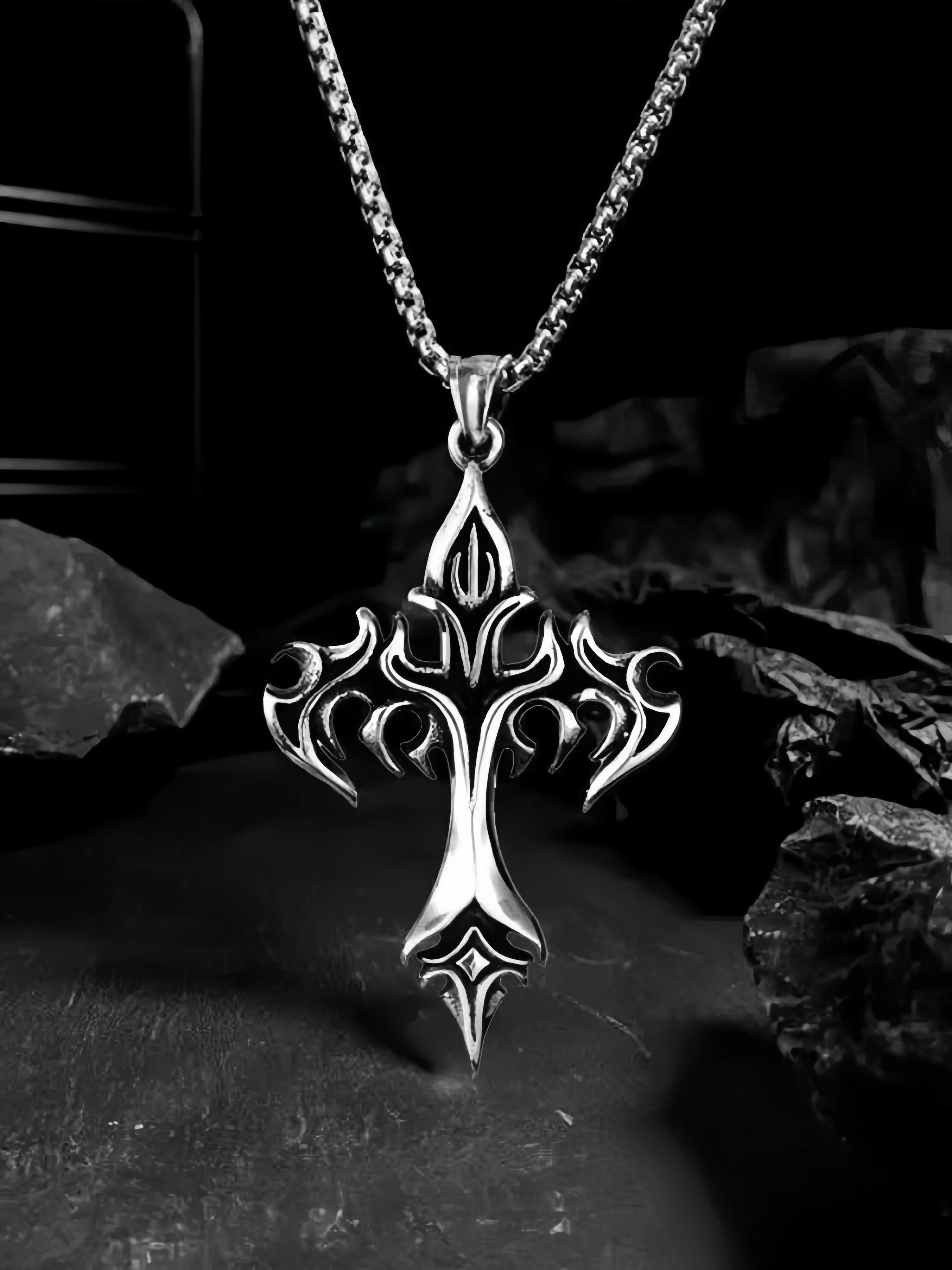 Flame Cross Necklace